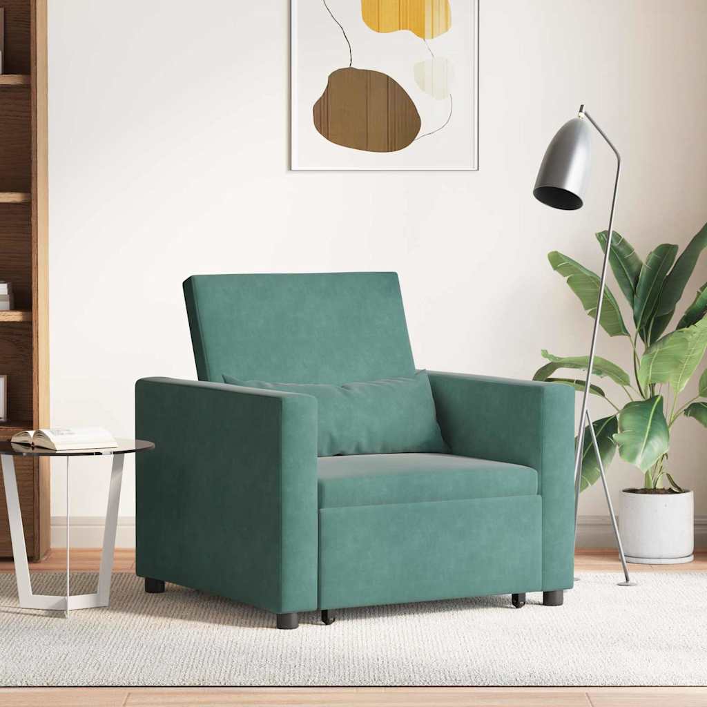 Canapé-lit escamotable simple avec des roues Vert foncé Velours - XIOS