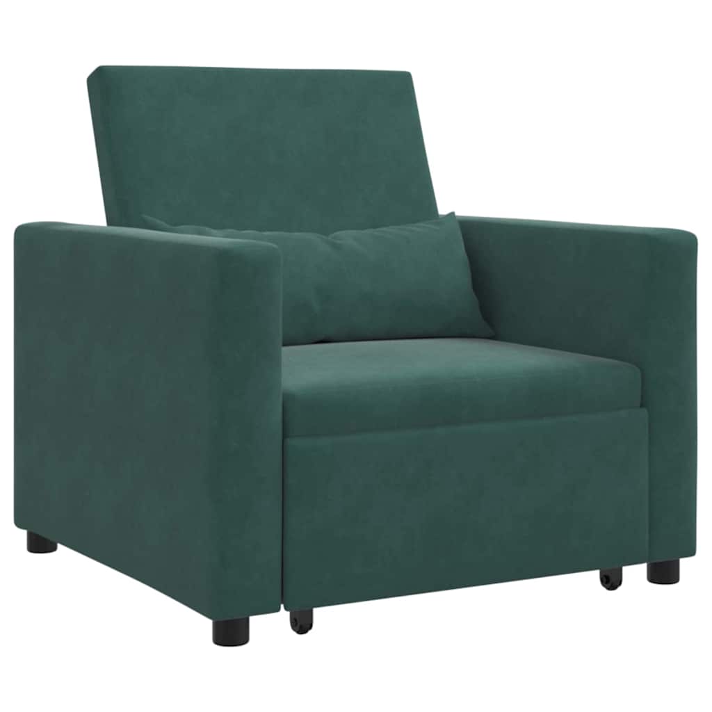 Canapé-lit escamotable simple avec des roues Vert foncé Velours - XIOS