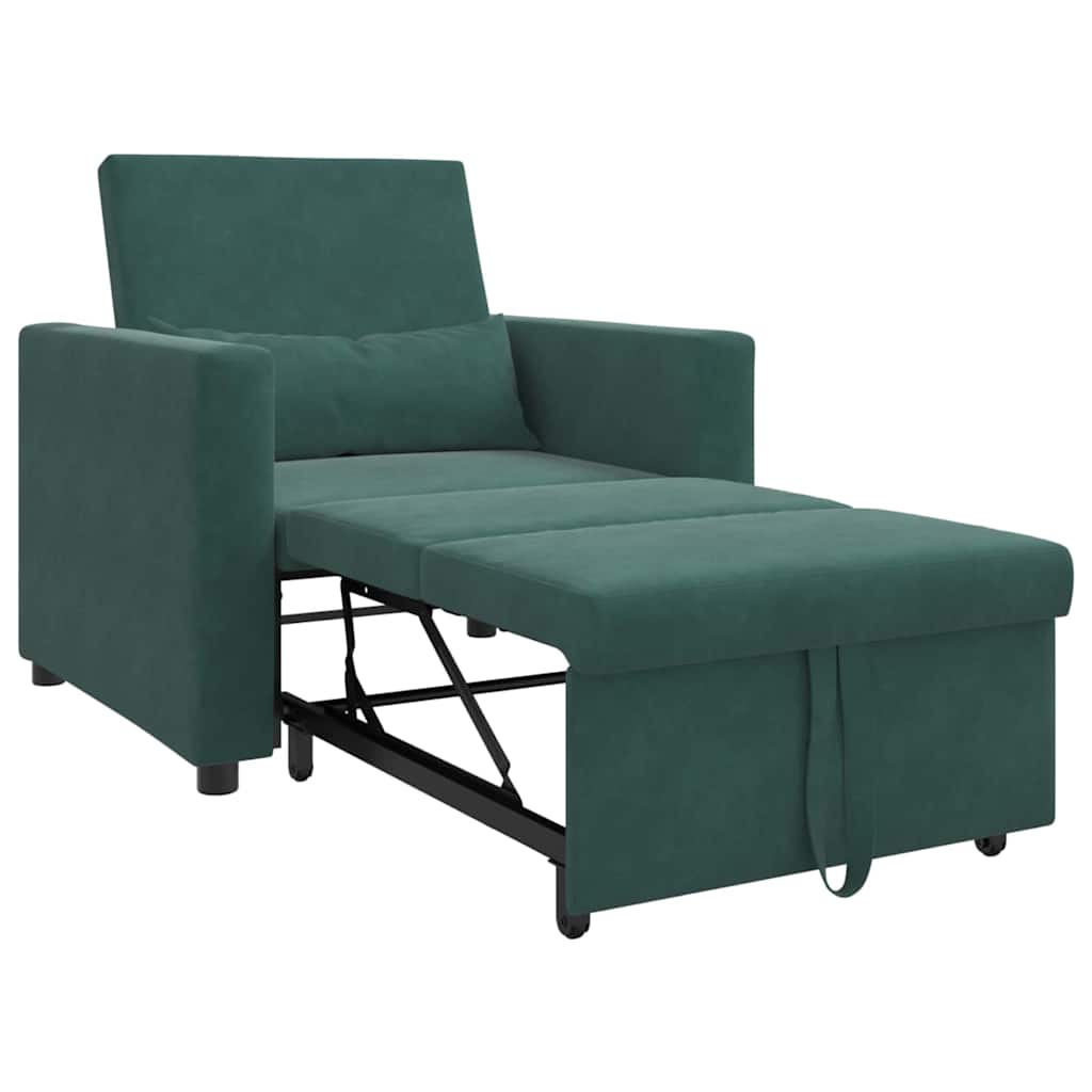 Canapé-lit escamotable simple avec des roues Vert foncé Velours - XIOS