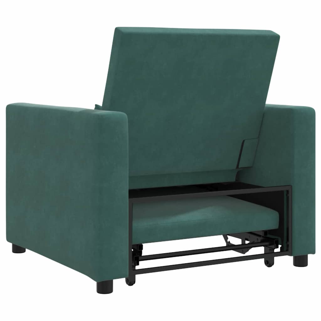 Canapé-lit escamotable simple avec des roues Vert foncé Velours - XIOS