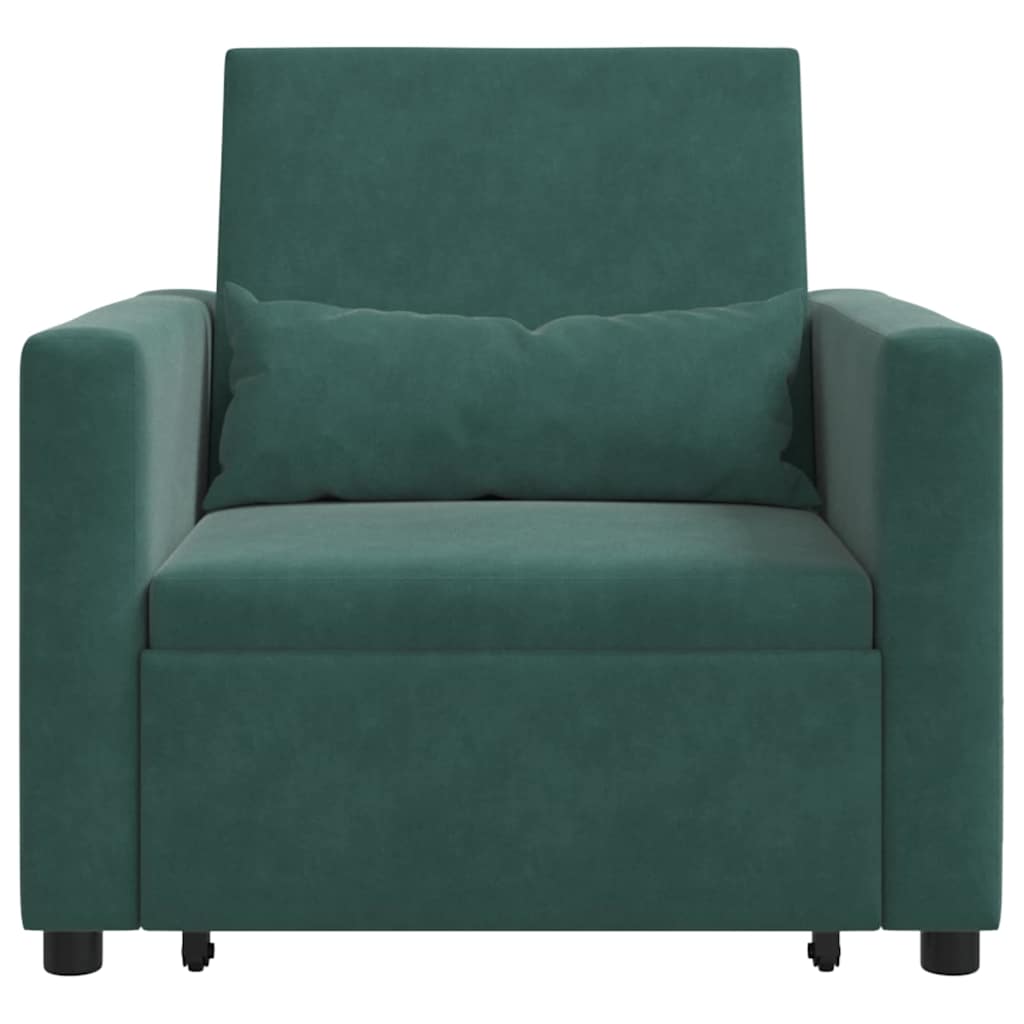 Canapé-lit escamotable simple avec des roues Vert foncé Velours - XIOS