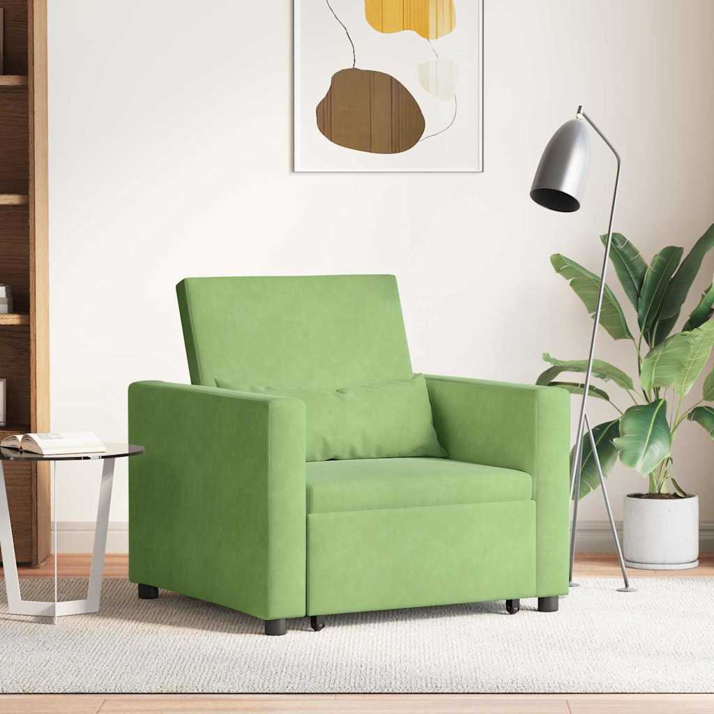 Canapé-lit escamotable simple avec des roues Vert clair Velours - XIOS