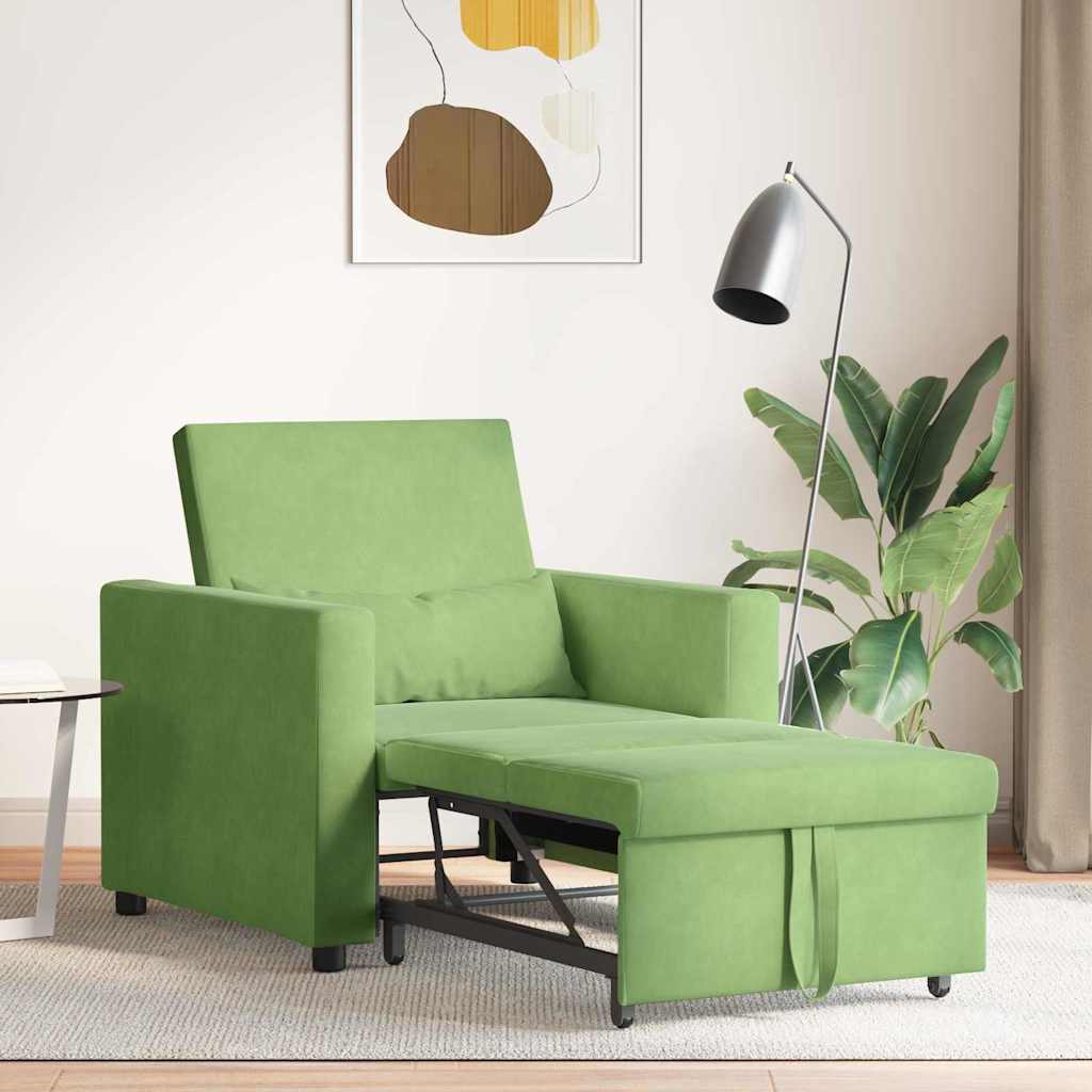 Canapé-lit escamotable simple avec des roues Vert clair Velours - XIOS