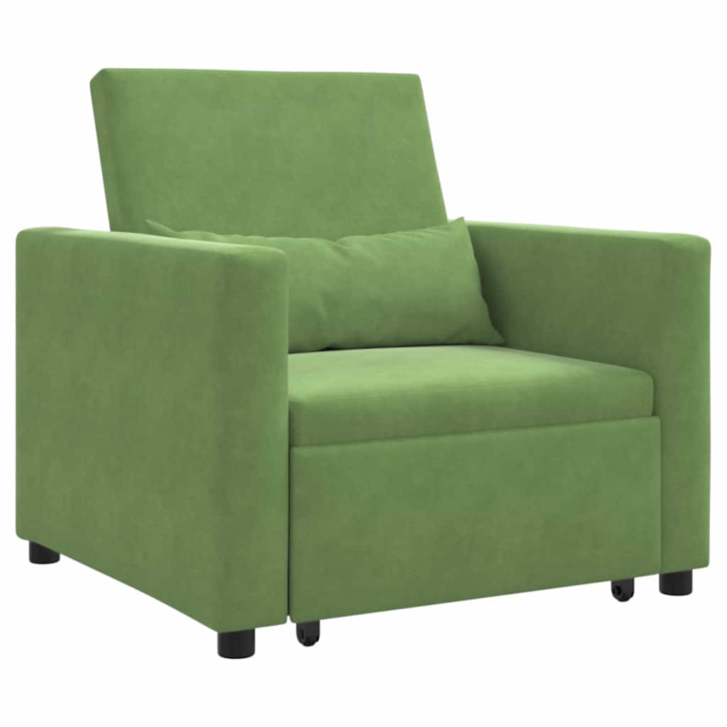 Canapé-lit escamotable simple avec des roues Vert clair Velours - XIOS