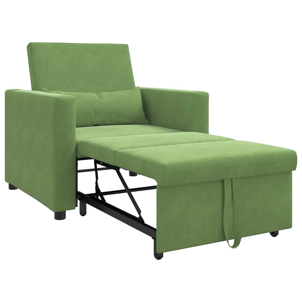 Canapé-lit escamotable simple avec des roues Vert clair Velours - XIOS