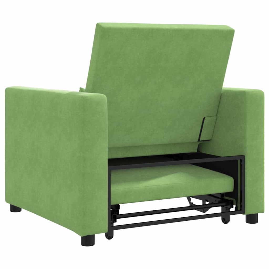Canapé-lit escamotable simple avec des roues Vert clair Velours - XIOS