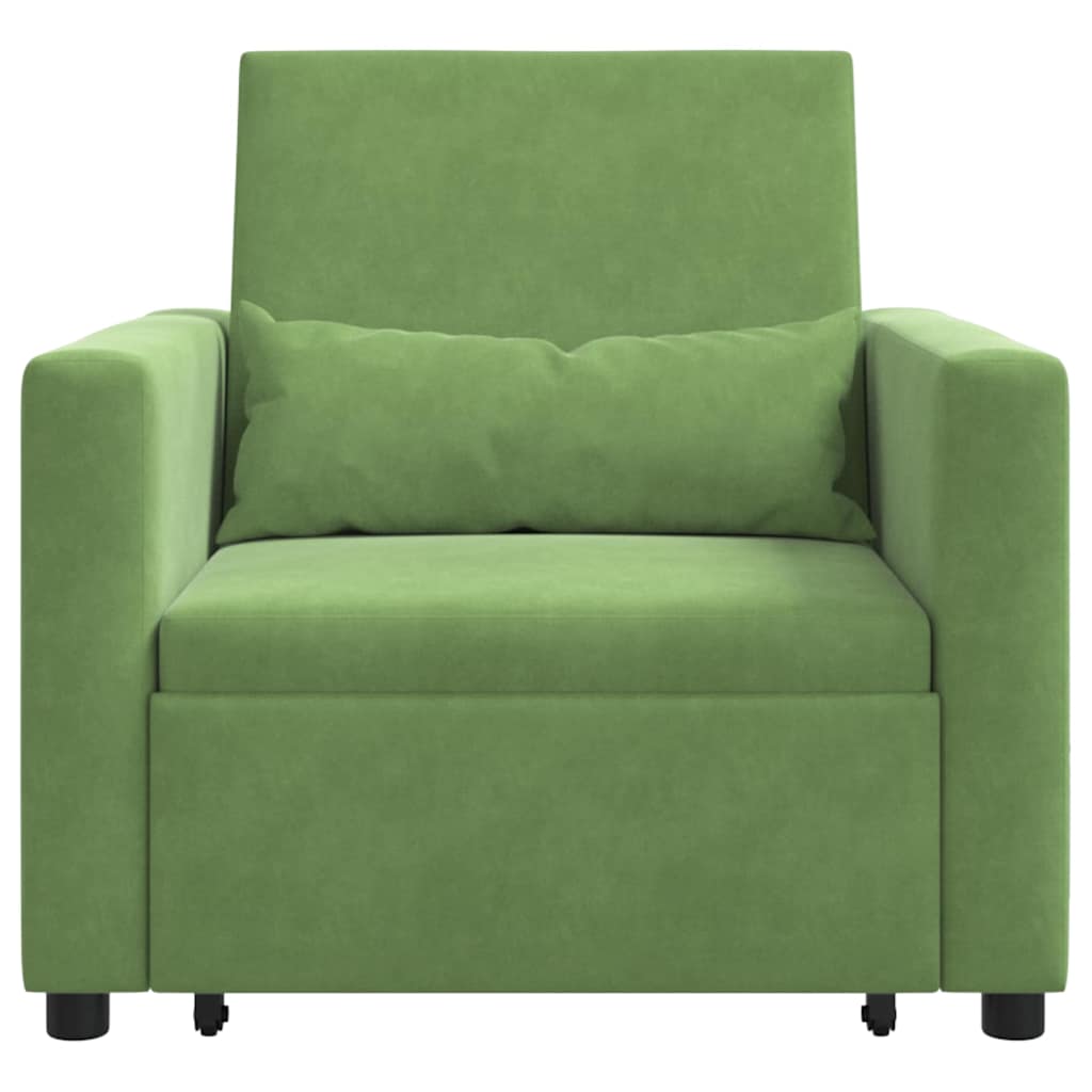 Canapé-lit escamotable simple avec des roues Vert clair Velours - XIOS