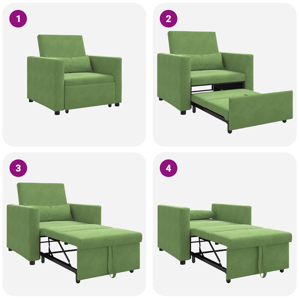 Canapé-lit escamotable simple avec des roues Vert clair Velours - XIOS