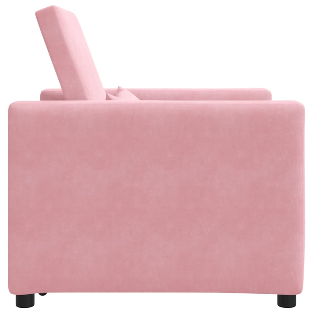 Canapé-lit escamotable simple avec des roues Rose clair Velours - XIOS