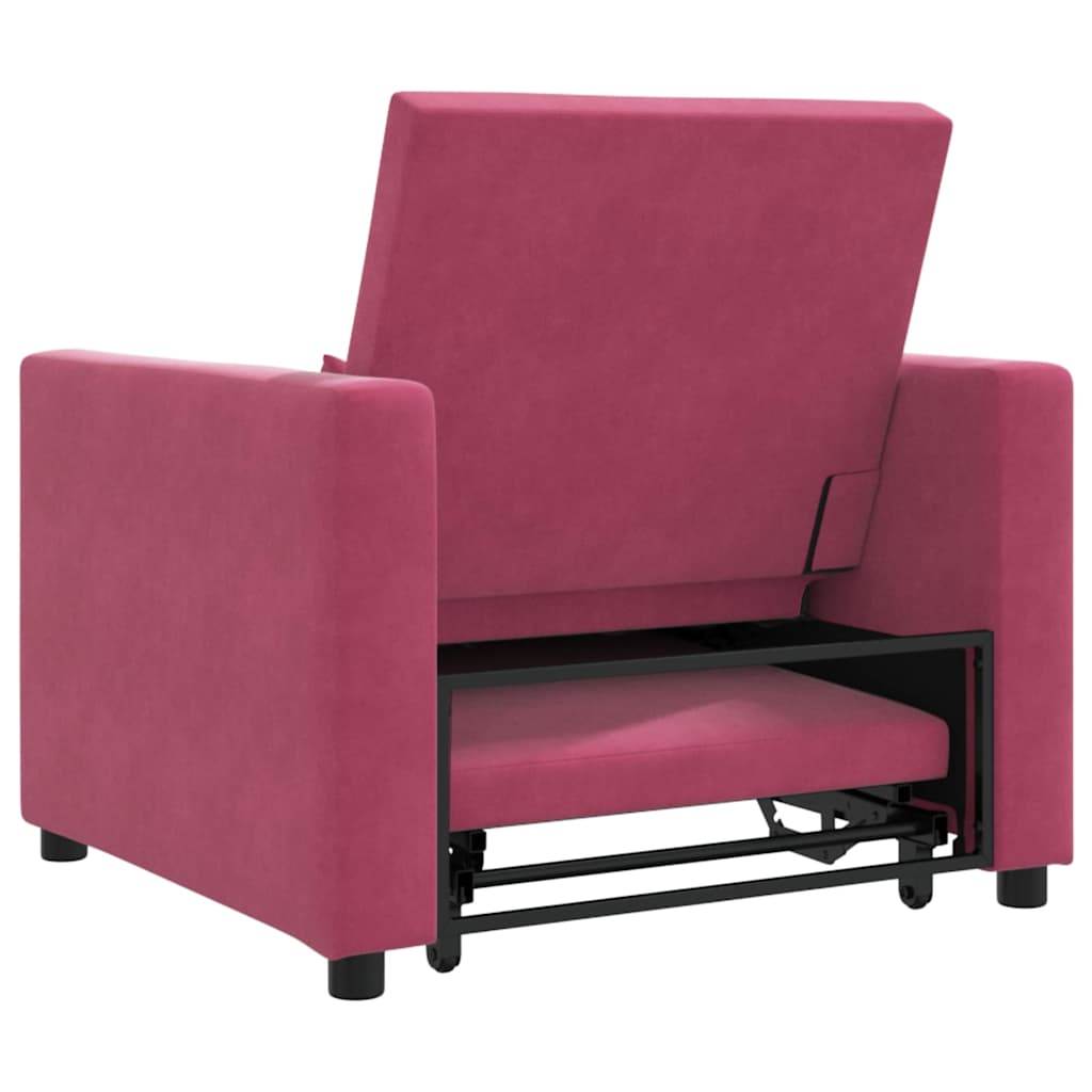 Canapé-lit escamotable simple avec des roues Bordeaux Velours - XIOS
