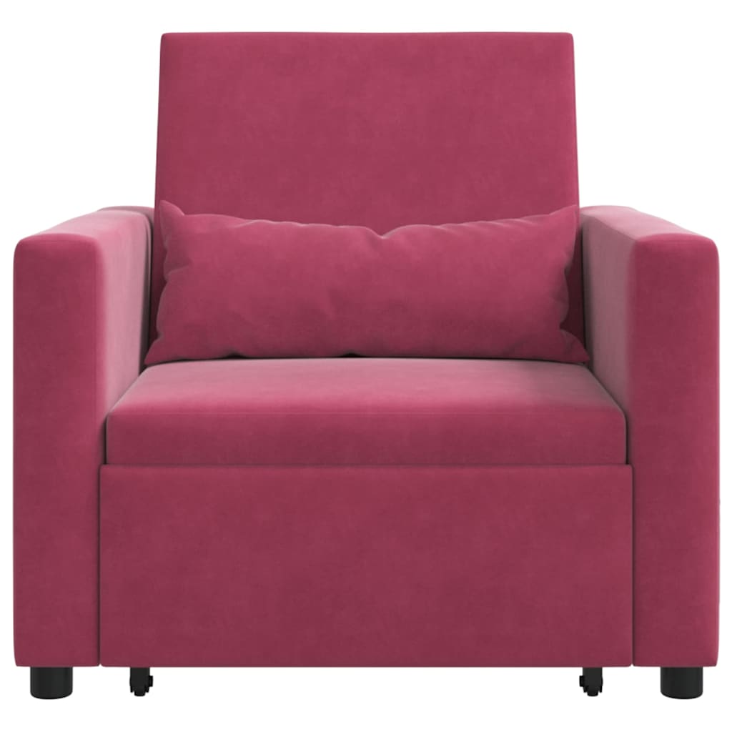Canapé-lit escamotable simple avec des roues Bordeaux Velours - XIOS