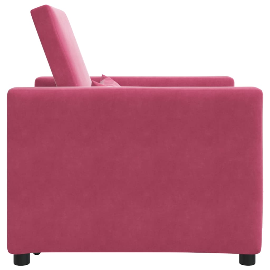 Canapé-lit escamotable simple avec des roues Bordeaux Velours - XIOS