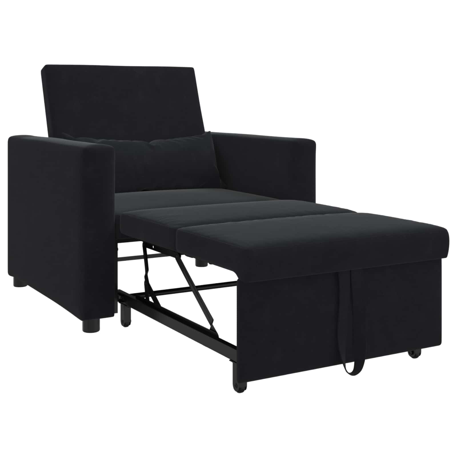 Canapé-lit escamotable simple avec des roues Noir Velours - XIOS