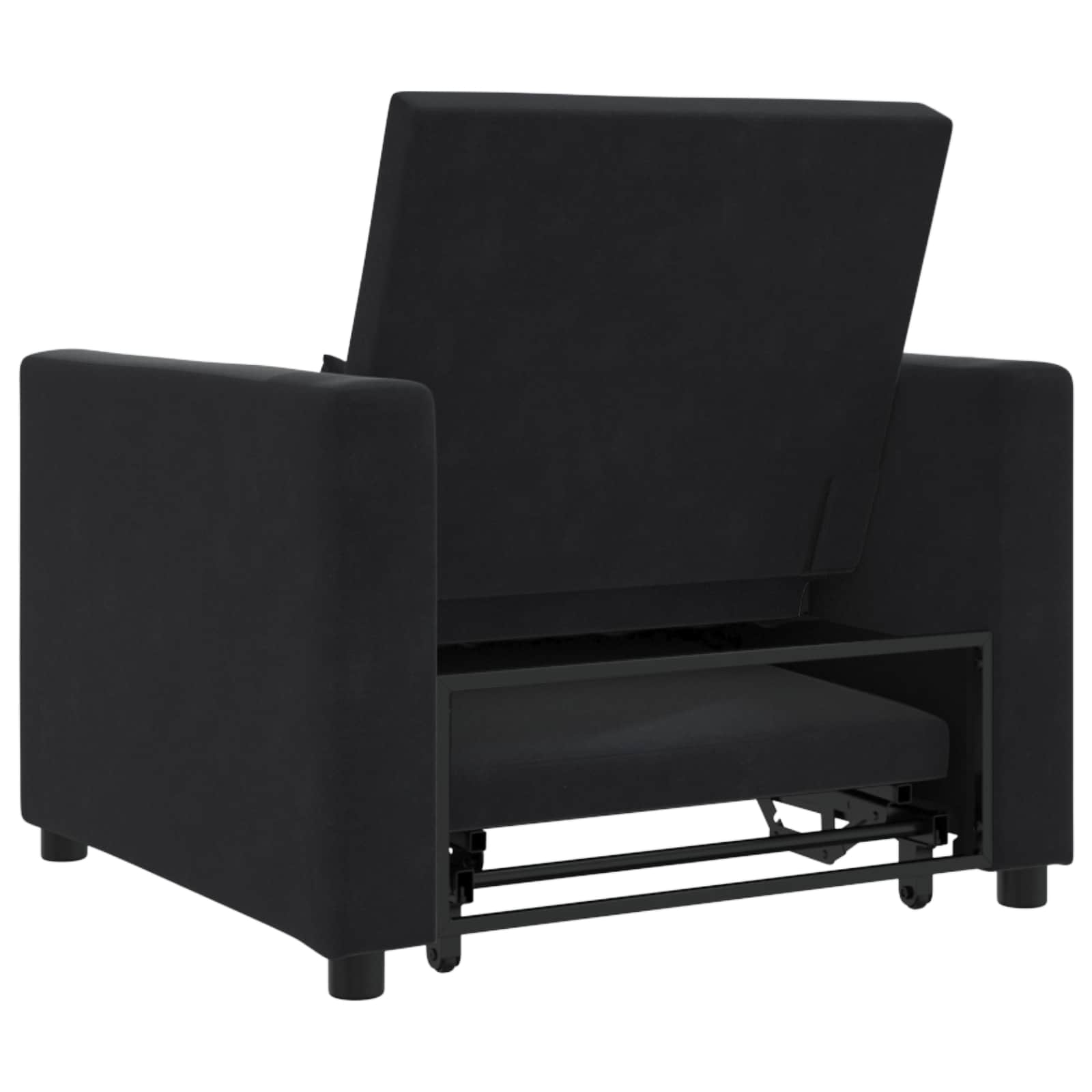 Canapé-lit escamotable simple avec des roues Noir Velours - XIOS