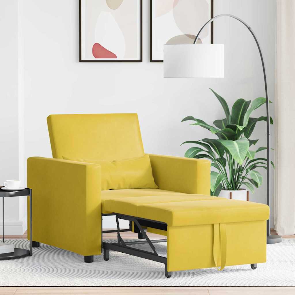 Canapé-lit escamotable simple avec des roues Jaune Velours - XIOS