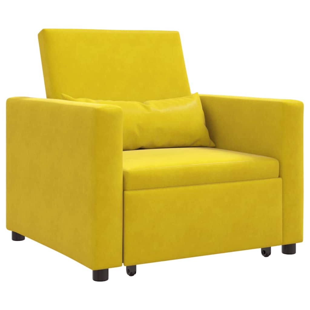 Canapé-lit escamotable simple avec des roues Jaune Velours - XIOS