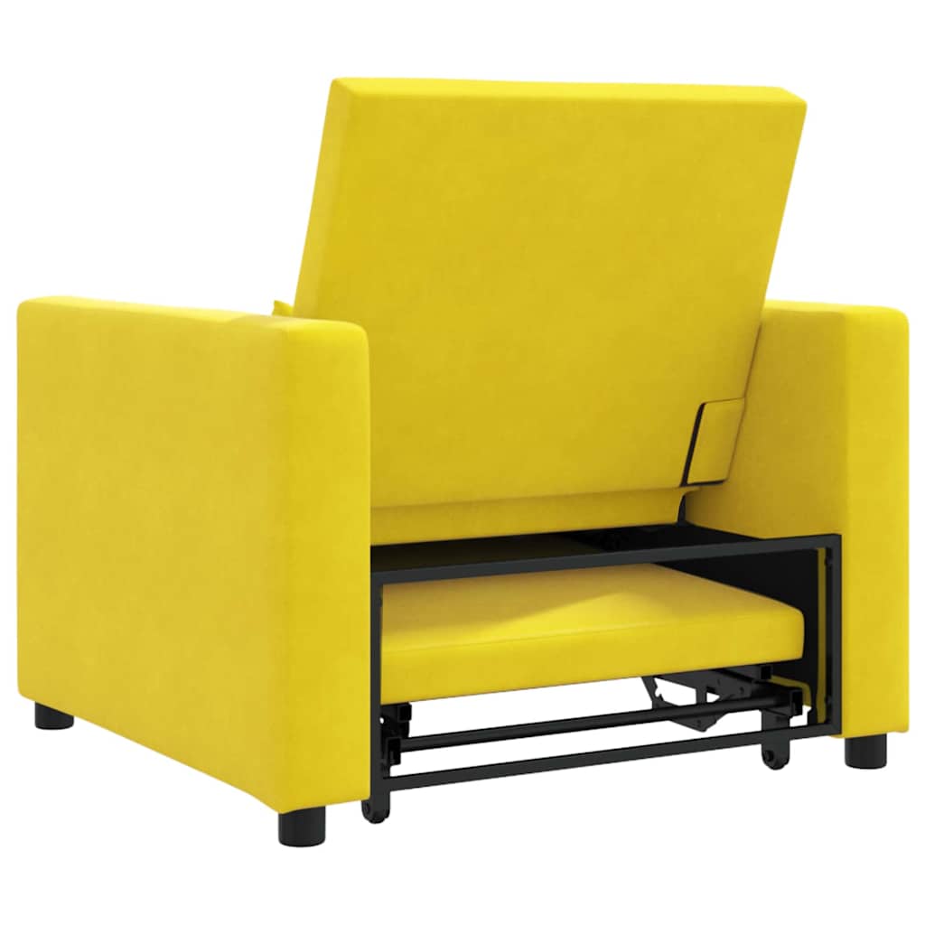 Canapé-lit escamotable simple avec des roues Jaune Velours - XIOS