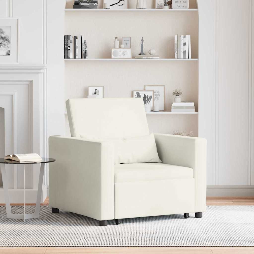 Canapé-lit escamotable simple avec des roues Crème Velours - XIOS