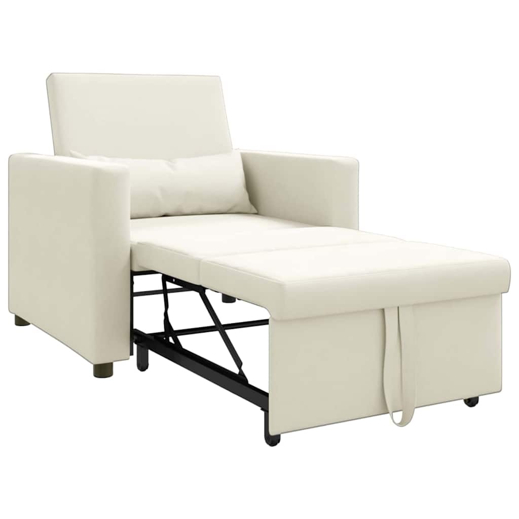 Canapé-lit escamotable simple avec des roues Crème Velours - XIOS