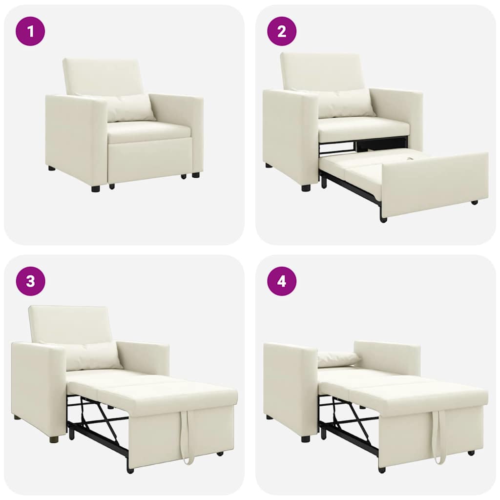 Canapé-lit escamotable simple avec des roues Crème Velours - XIOS