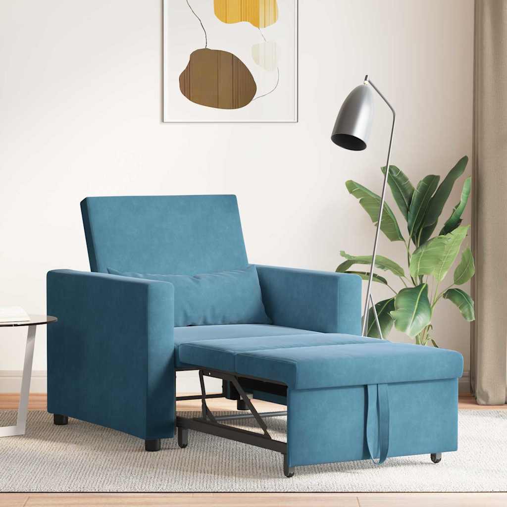 Canapé Lit Simple avec des roues Bleu 90 x 165 x 87 cm Velours - XIOS