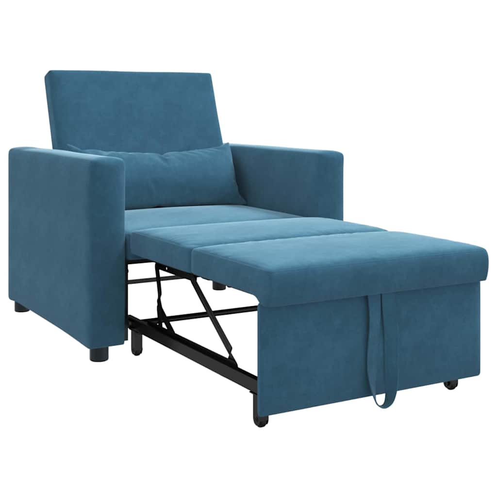 Canapé Lit Simple avec des roues Bleu 90 x 165 x 87 cm Velours - XIOS
