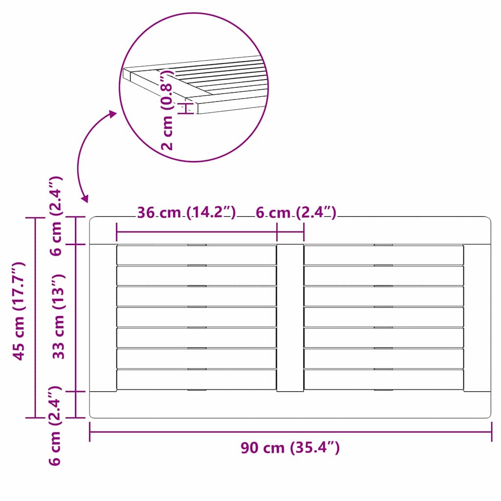 Plateau de table Marron 90 x 45 x 2 cm Bois d'acacia massif - XIOS