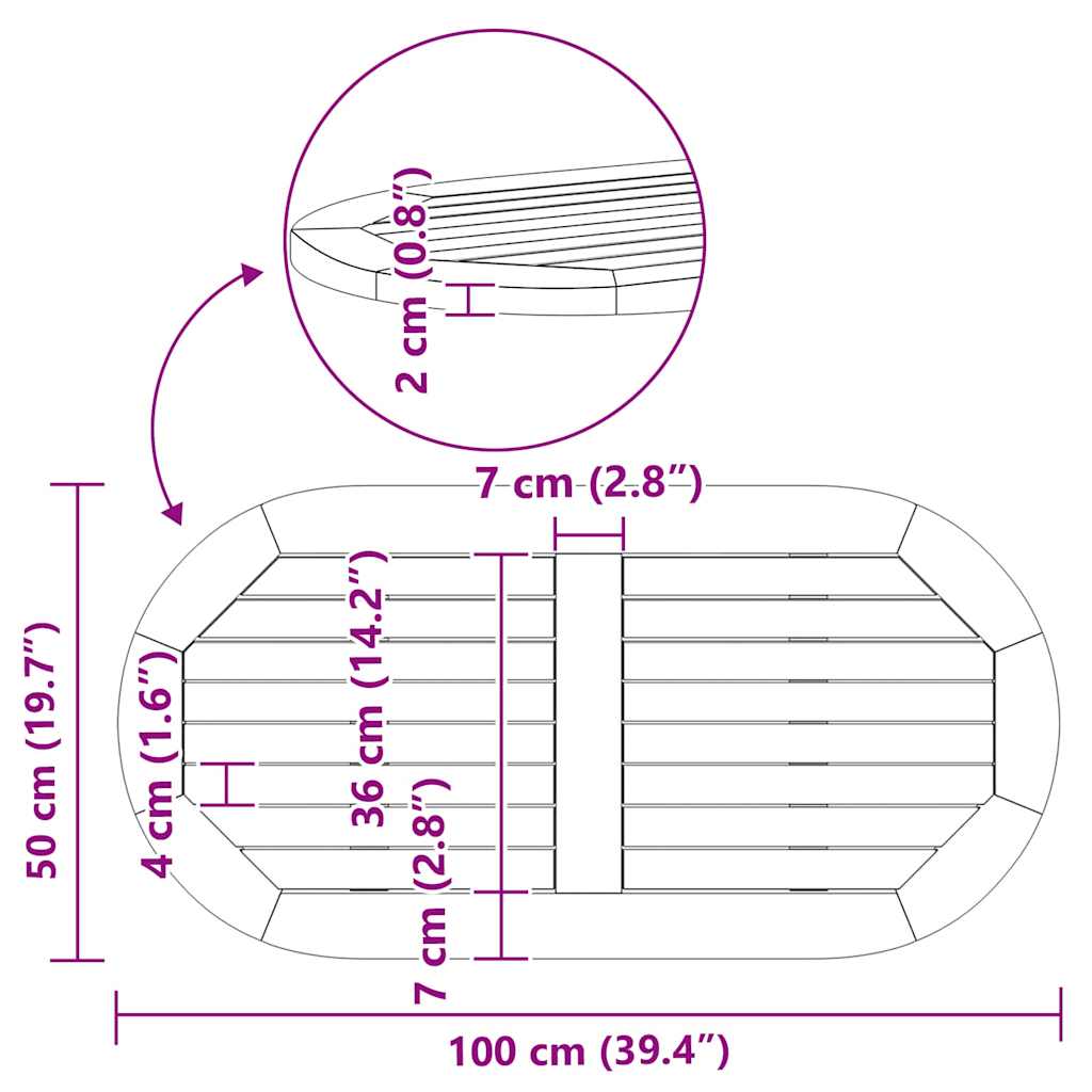 Plateau de table Marron 100 x 50 x 2 cm Bois d'acacia massif - XIOS