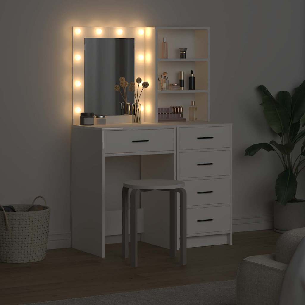 Table de Toilette 2 pc Blanc 50 x 41 x 135 cm Bois d'ingénierie
