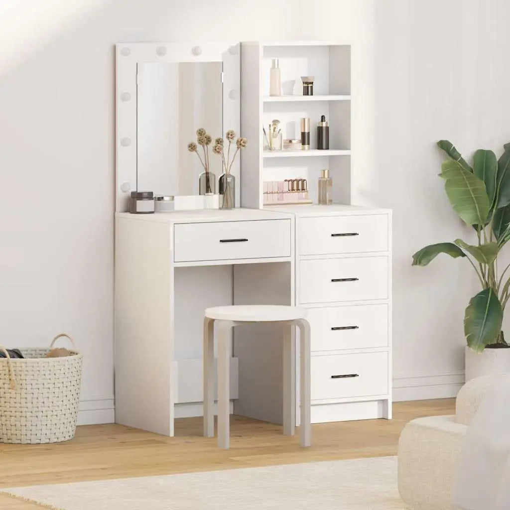 Table de Toilette 2 pc Blanc 50 x 41 x 135 cm Bois d’ingénierie - XIOS