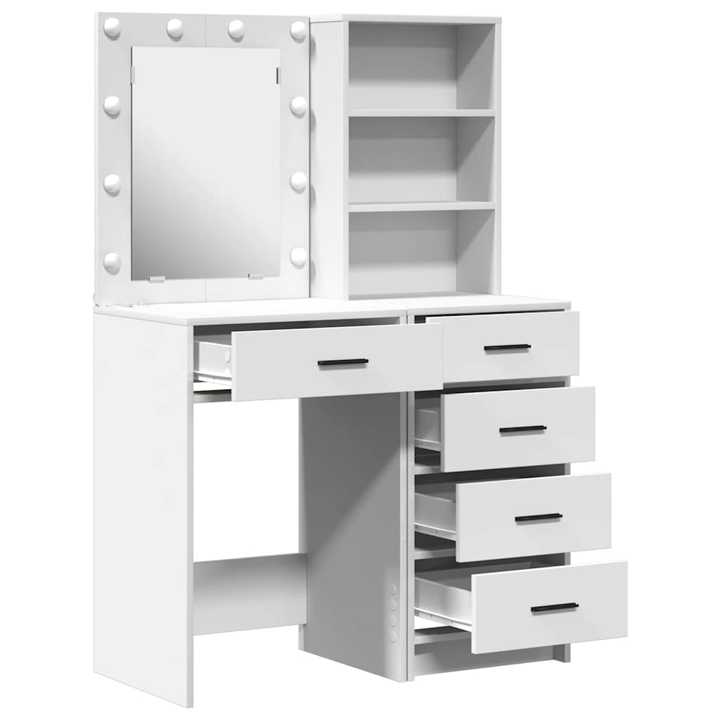 Table de Toilette 2 pc Blanc 50 x 41 x 135 cm Bois d'ingénierie