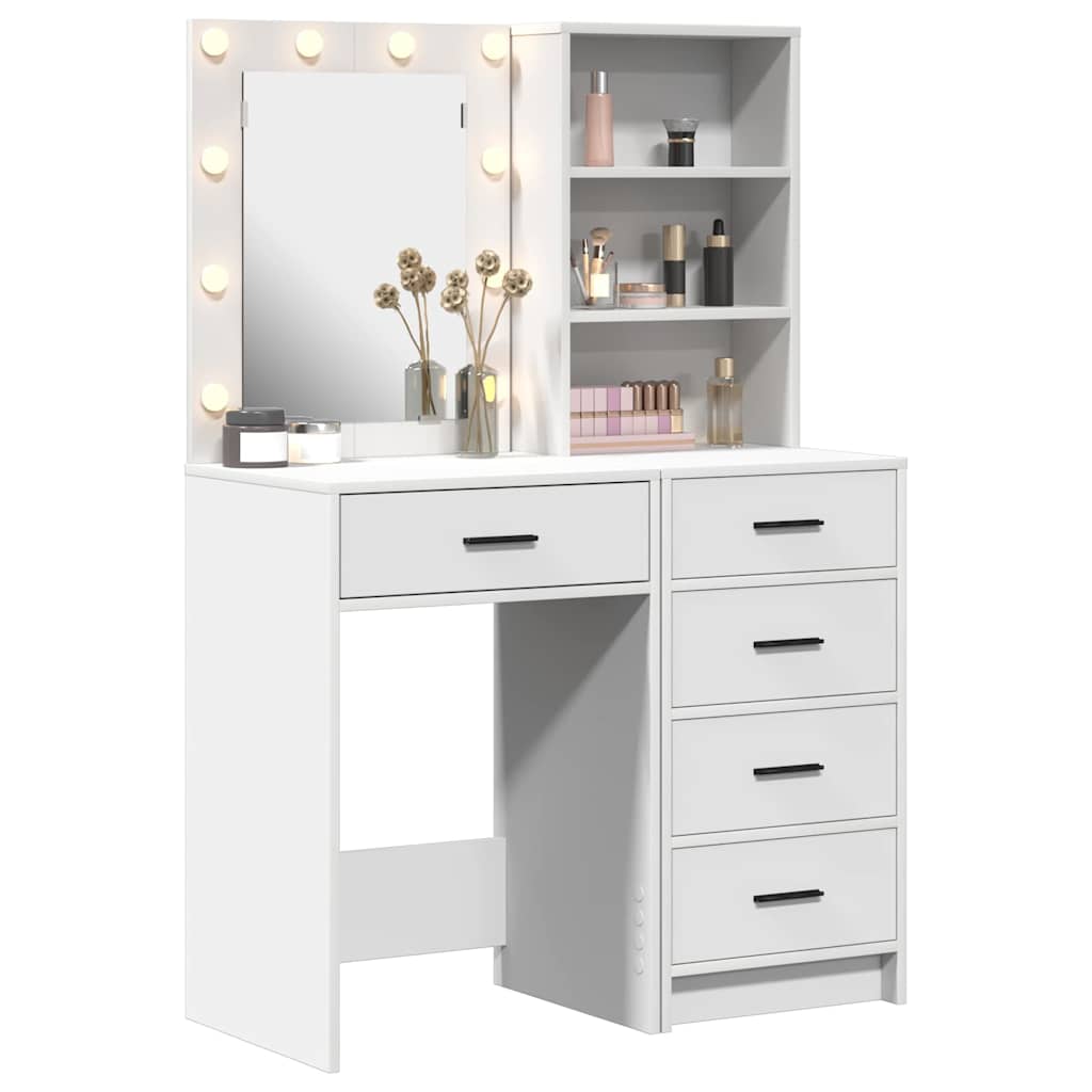 Table de Toilette 2 pc Blanc 50 x 41 x 135 cm Bois d'ingénierie