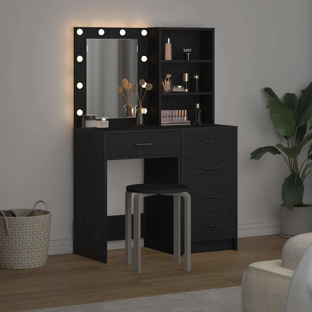 Table de Toilette 2 pc Noir 50 x 41 x 135 cm Bois d'ingénierie