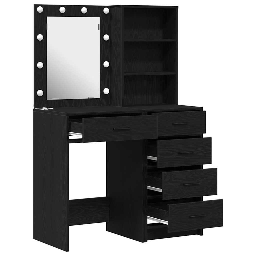 Table de Toilette 2 pc Noir 50 x 41 x 135 cm Bois d'ingénierie