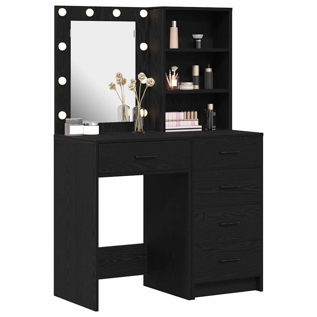 Table de Toilette 2 pc Noir 50 x 41 x 135 cm Bois d'ingénierie