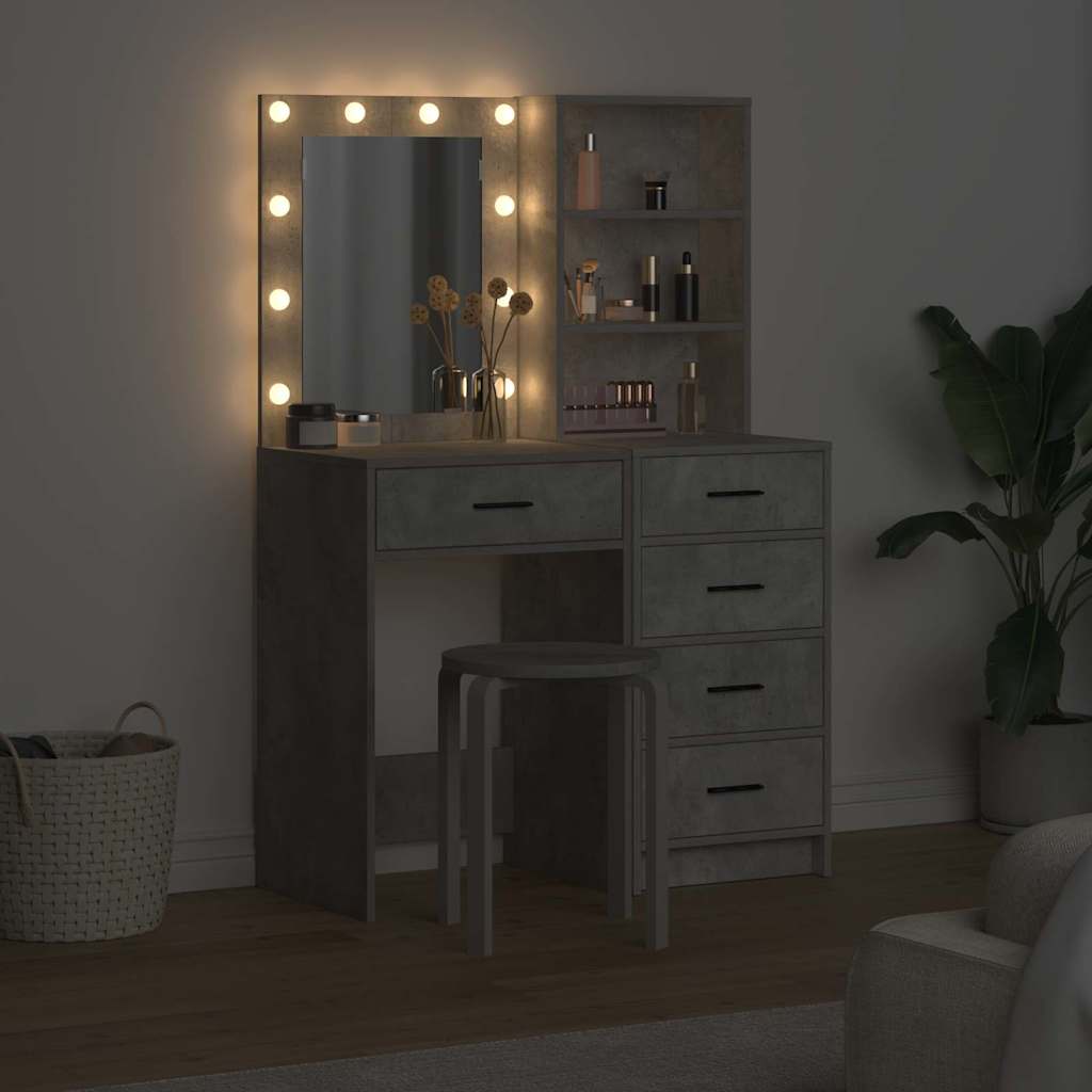 Table de Toilette 2 pc Gris 50 x 41 x 135 cm Bois d'ingénierie