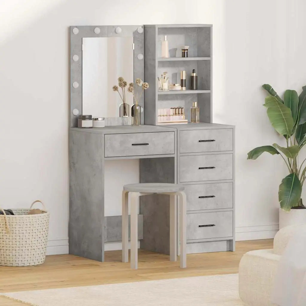 Table de Toilette 2 pc Gris 50 x 41 x 135 cm Bois d’ingénierie - XIOS