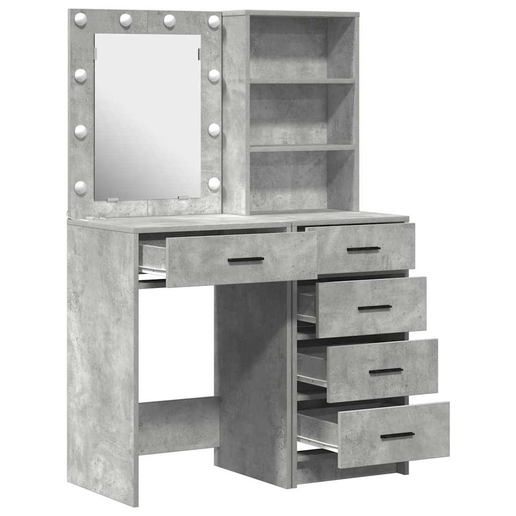 Table de Toilette 2 pc Gris 50 x 41 x 135 cm Bois d'ingénierie