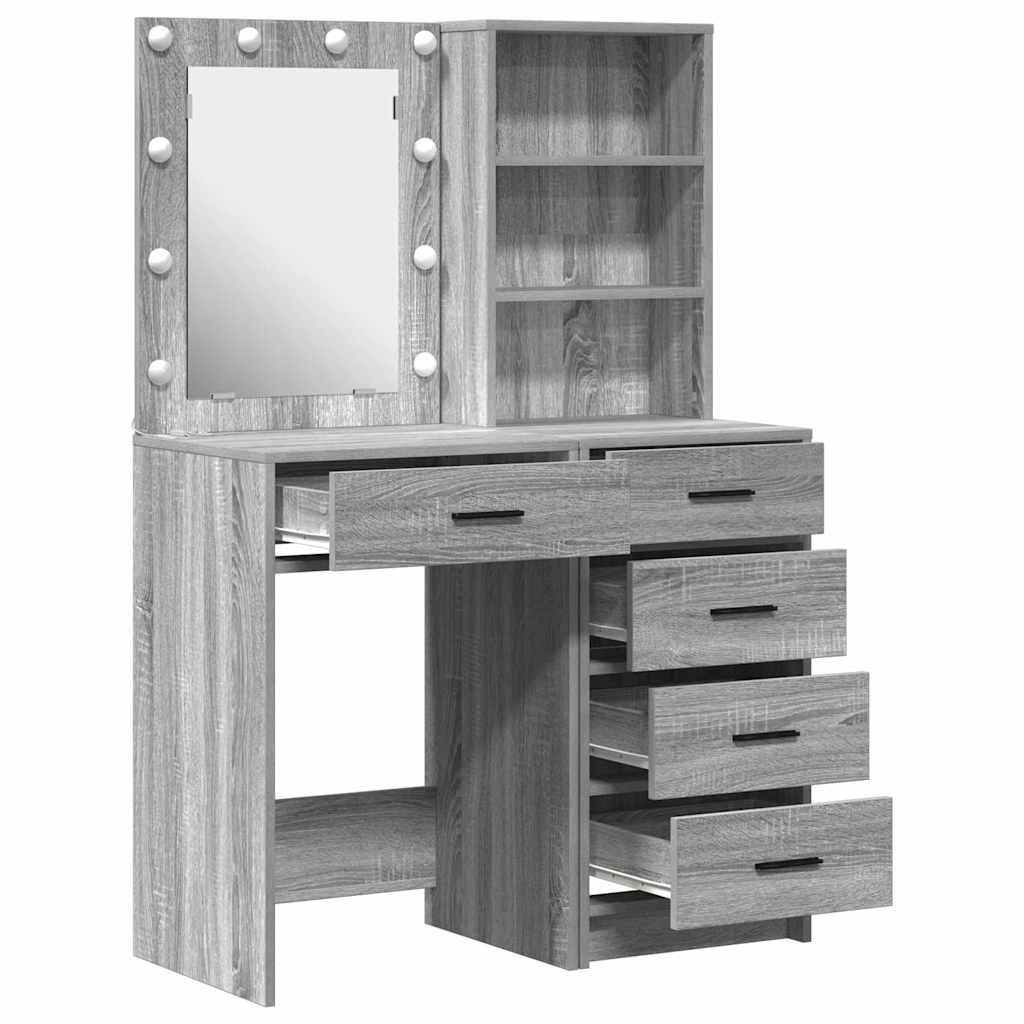 Table de Toilette 2 pc Gris 50 x 41 x 135 cm Bois d'ingénierie