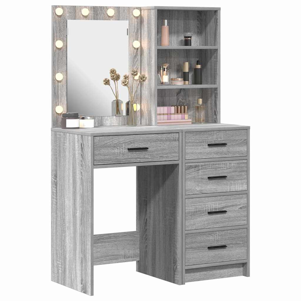 Table de Toilette 2 pc Gris 50 x 41 x 135 cm Bois d'ingénierie