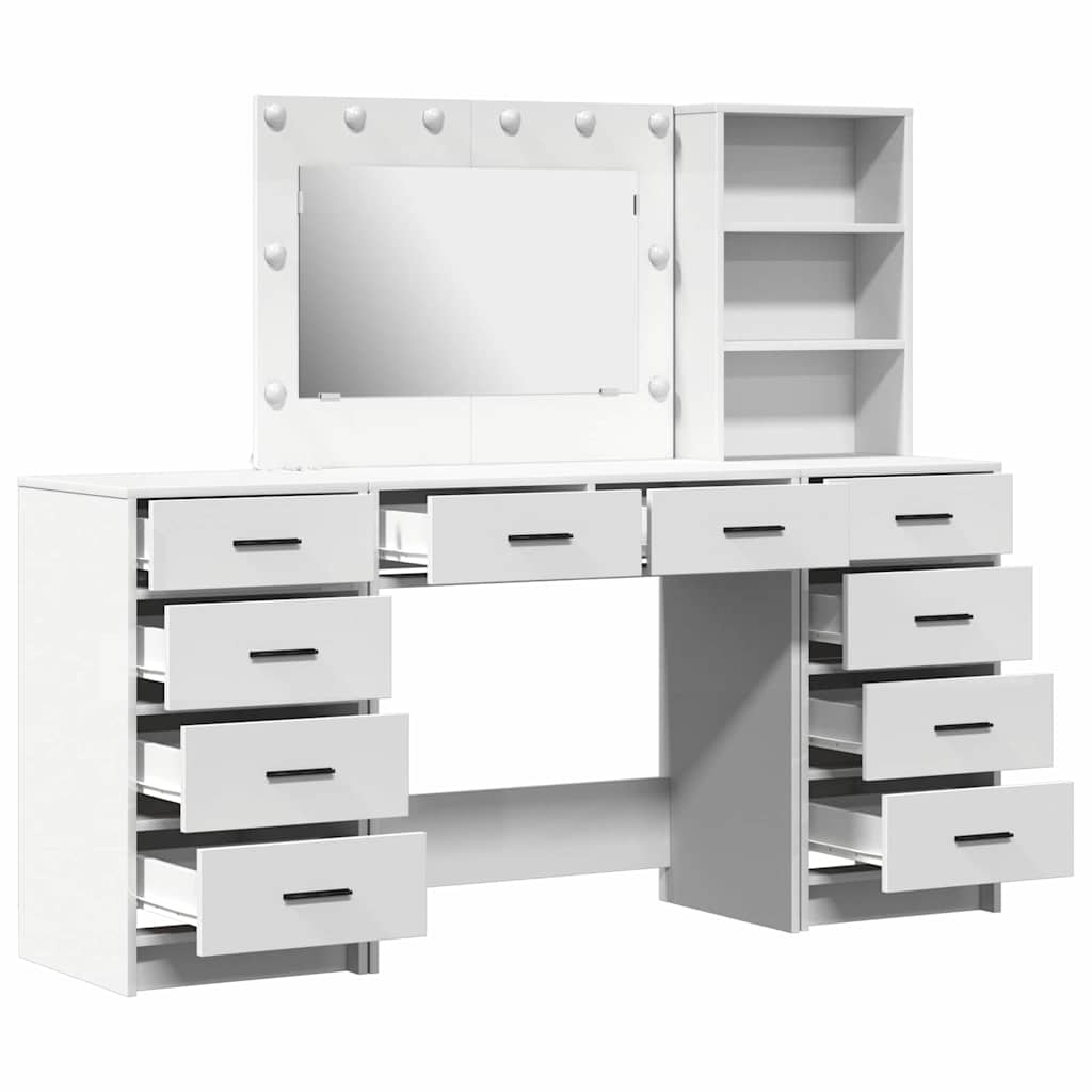 Table de Toilette avec tiroir 3 pcs Blanc Bois d'ingénierie - XIOS