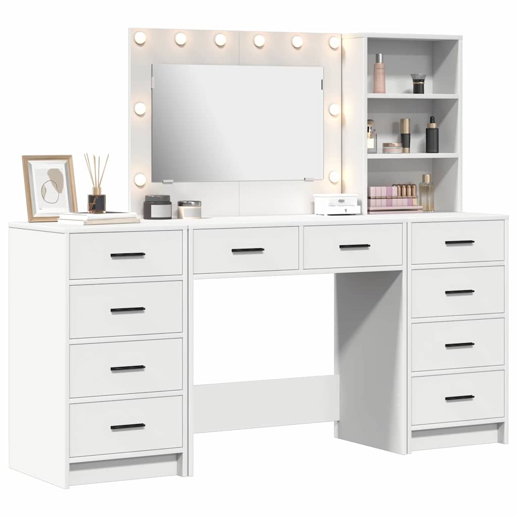 Table de Toilette avec tiroir 3 pcs Blanc Bois d'ingénierie - XIOS