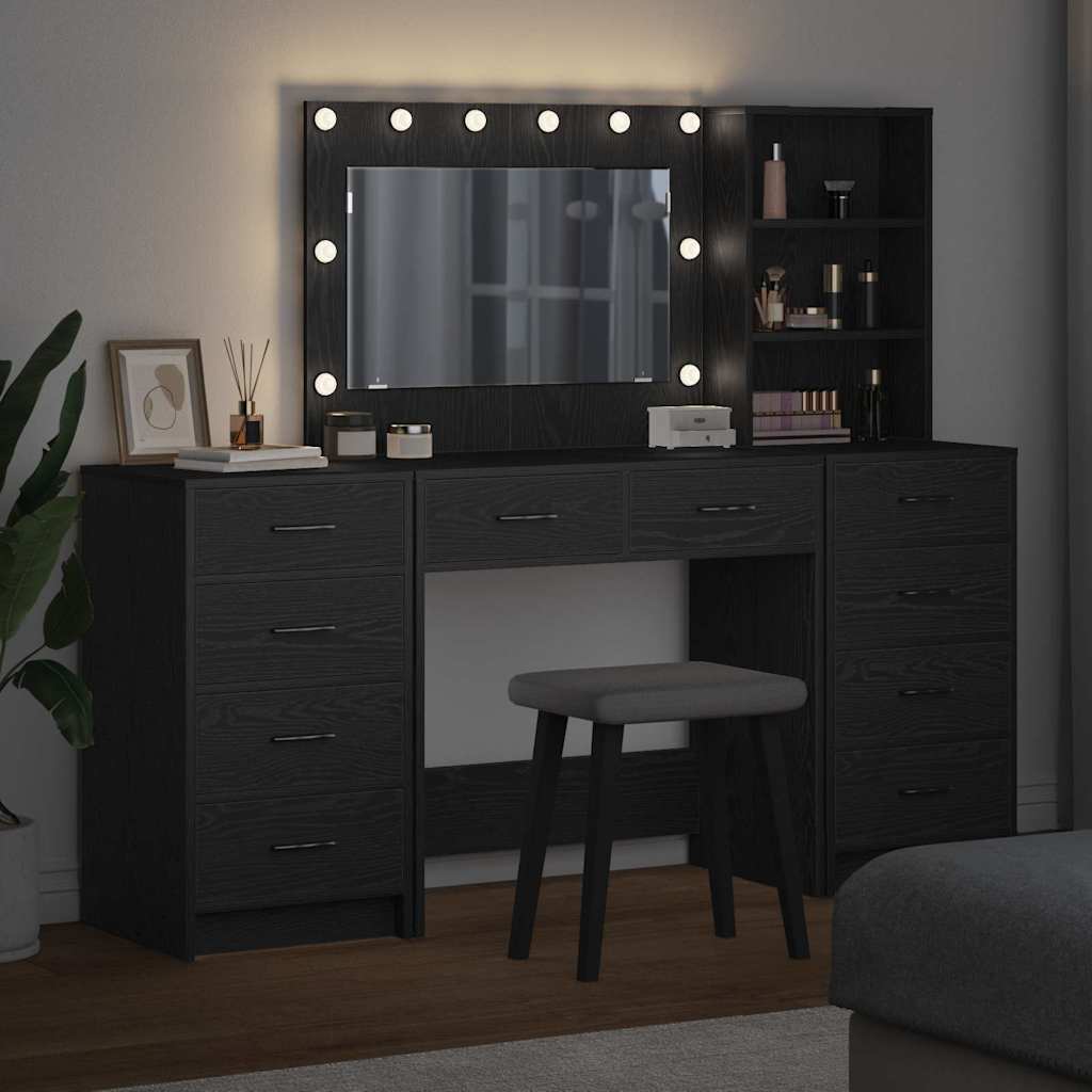 Table de Toilette 3 pcs Chêne noir Bois d'ingénierie - XIOS