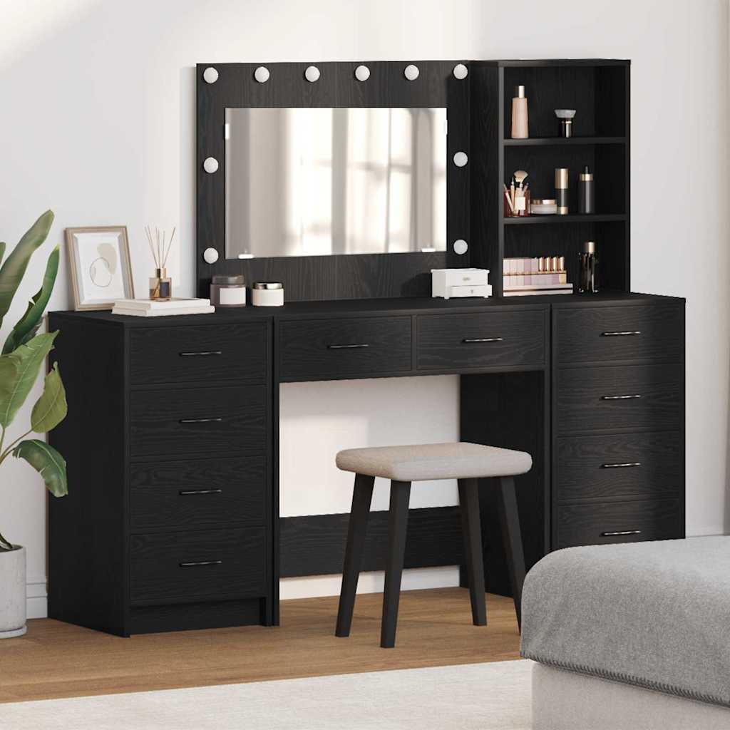 Table de Toilette 3 pcs Noir 40 x 41 x 135 cm Bois d'ingénierie - XIOS