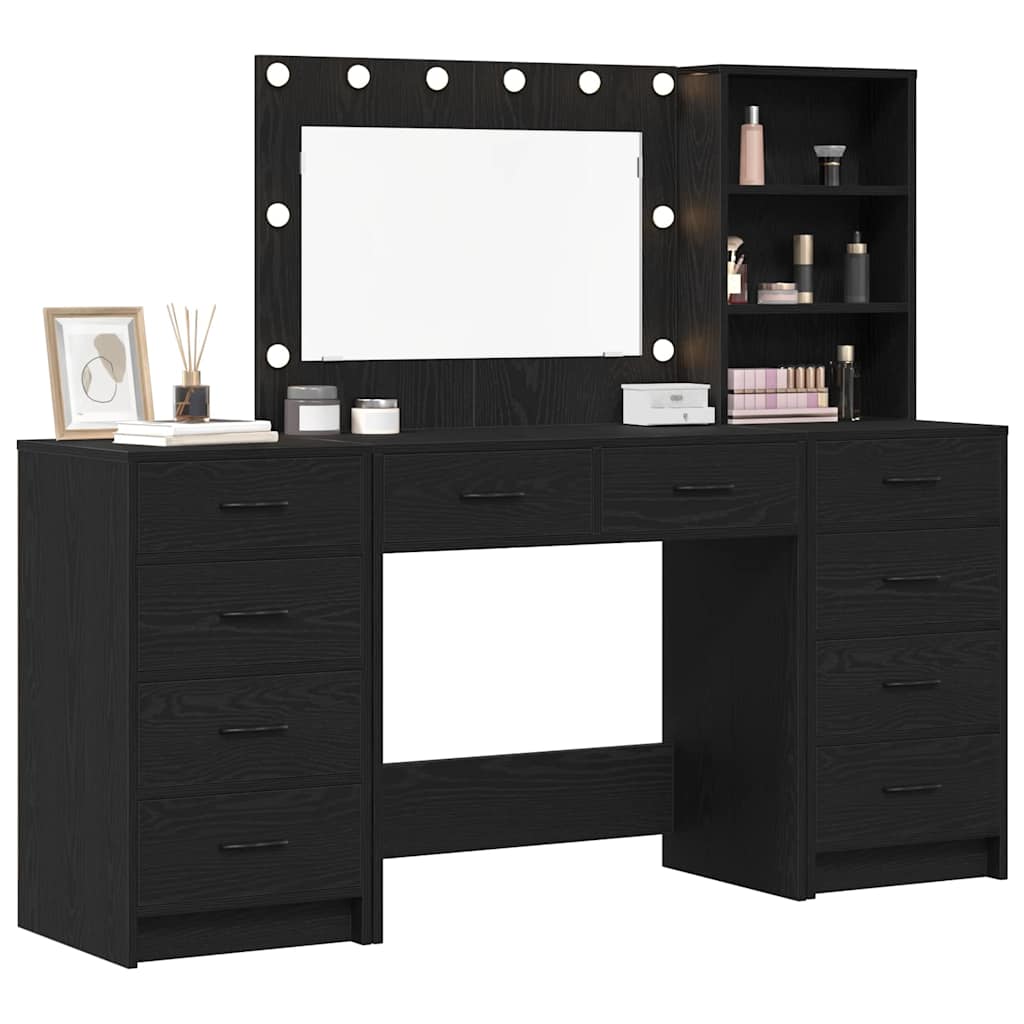 Table de Toilette 3 pcs Chêne noir Bois d'ingénierie - XIOS