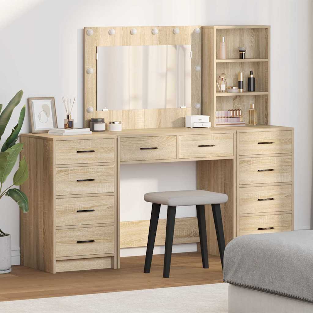 Table de Toilette 3 pcs Chêne Sonoma Bois d'ingénierie - XIOS