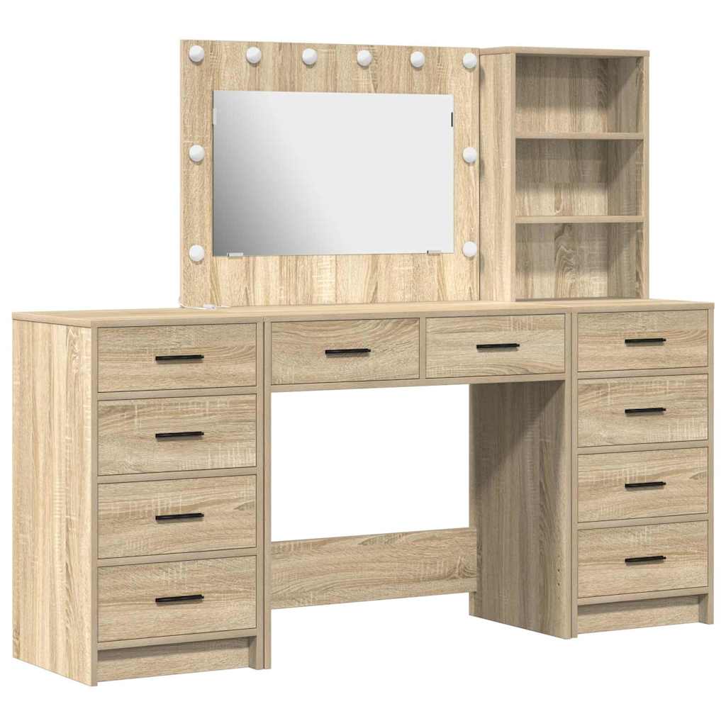Table de Toilette 3 pcs Chêne Sonoma Bois d'ingénierie - XIOS