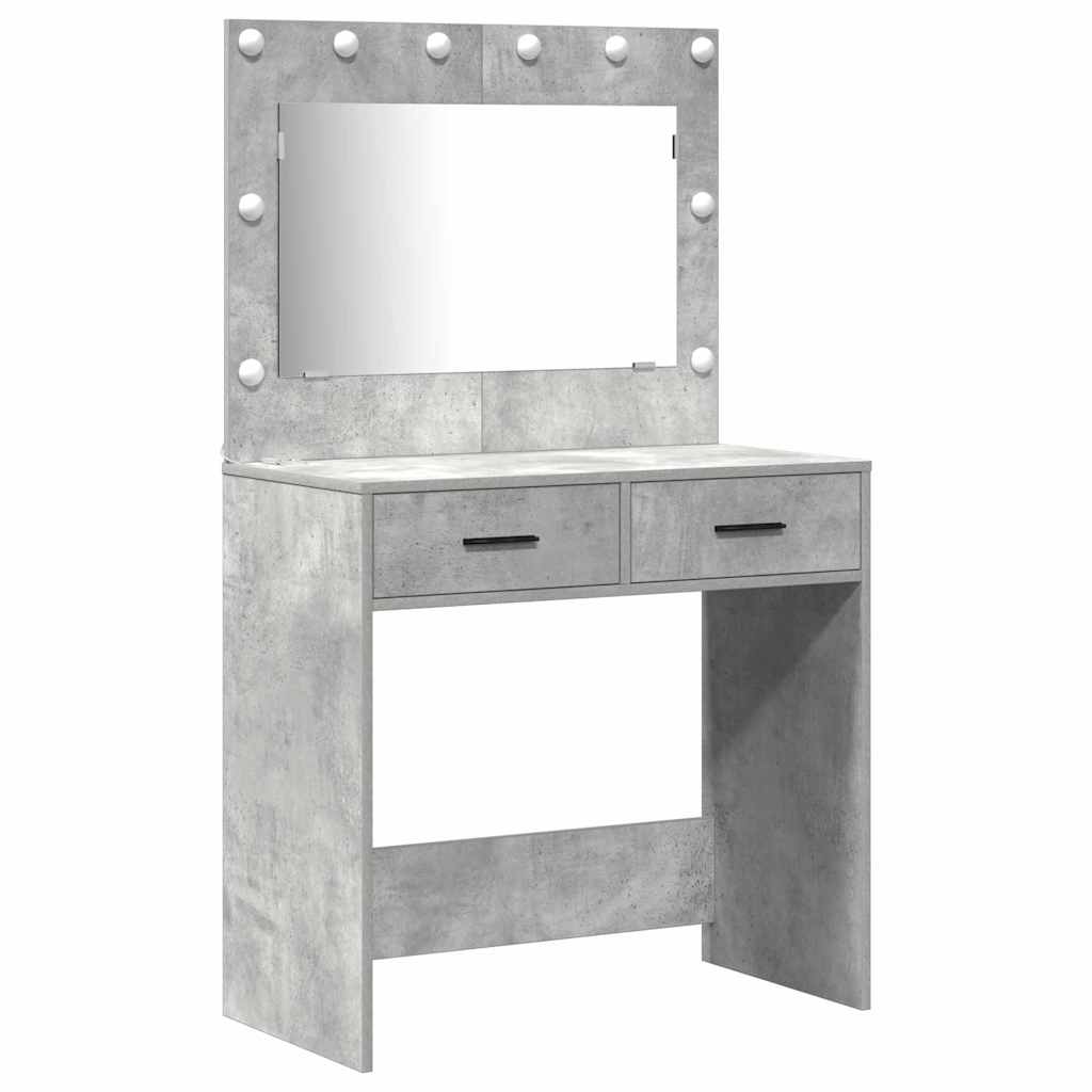 Table de Toilette 3 pcs Gris béton Bois d'ingénierie - XIOS
