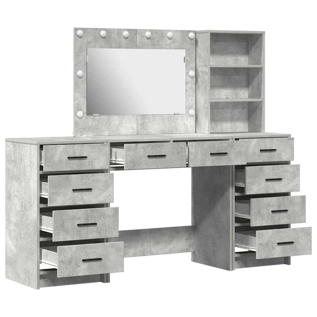 Table de Toilette 3 pcs Gris béton Bois d'ingénierie - XIOS