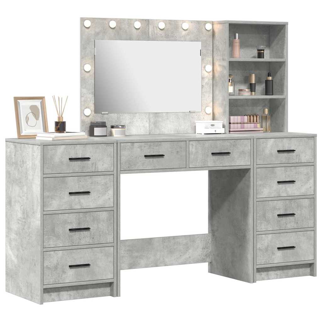Table de Toilette 3 pcs Gris béton Bois d'ingénierie - XIOS
